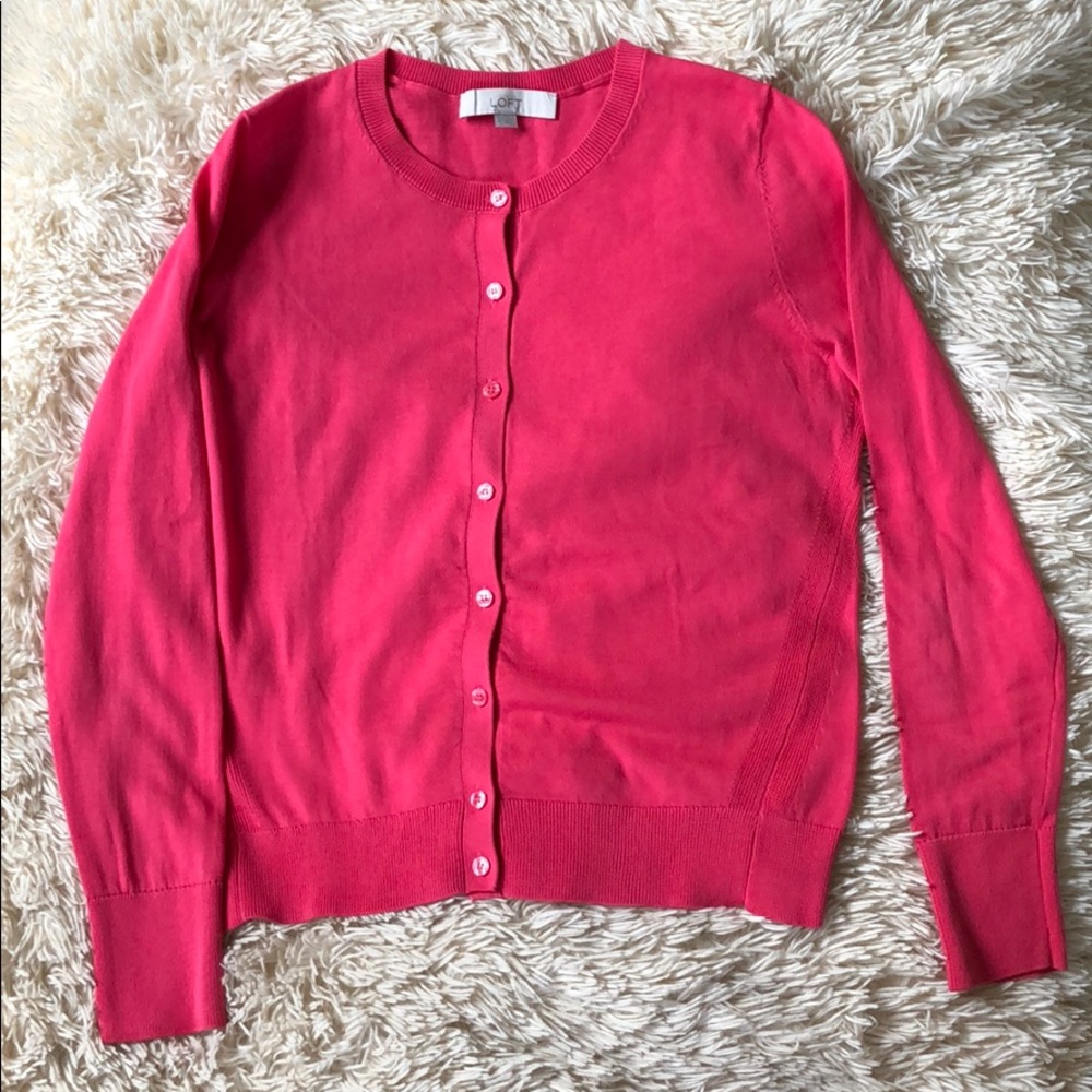 LOFT pink cardigan sweater